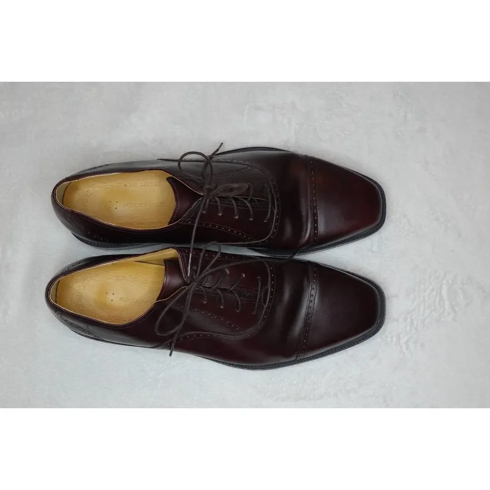 Rockport Men's 12M Brown Leather Cap Toe Comfort Oxford Dress Shoes APM1141E